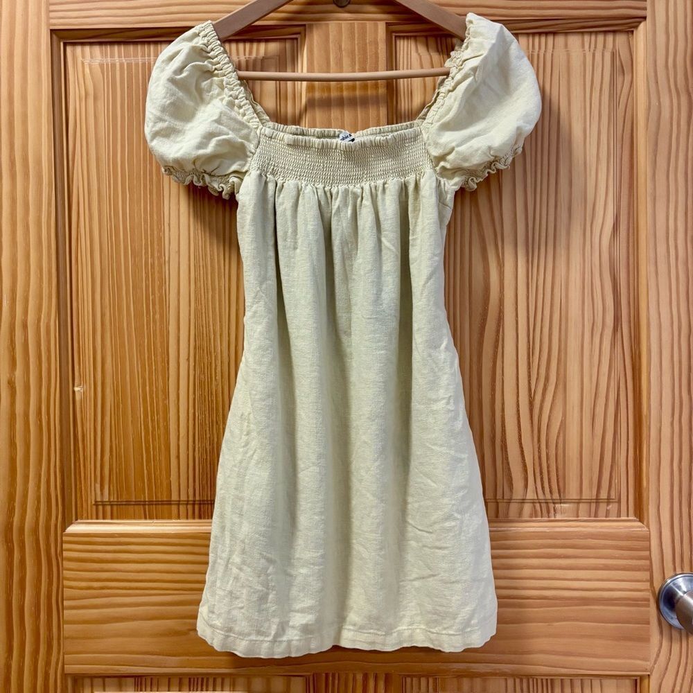 Abercrombie & Fitch Cream Linen Color Short Puff Sleeve Peasant Top Tunic XS